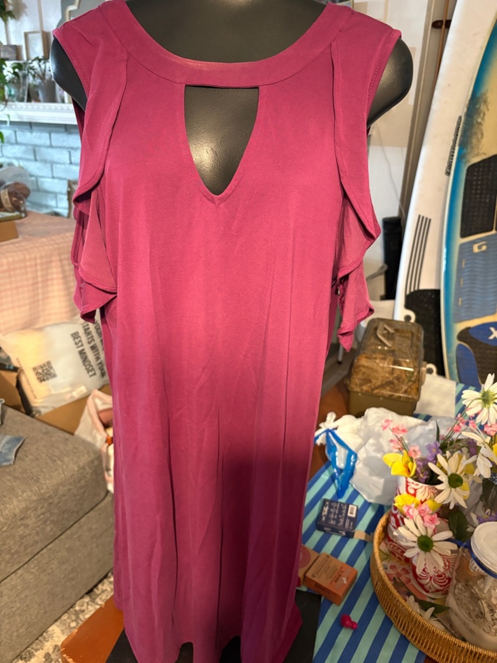Candie's Raspberry Pink Ruffle Sleeve Midi Dress